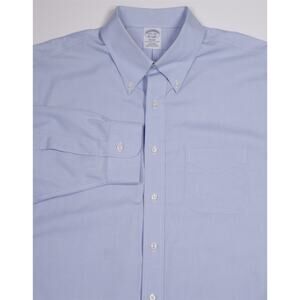 Brooks Brothers Regent Non Iron Solid Light Blue Cotton Dress Shirt 17.5-34